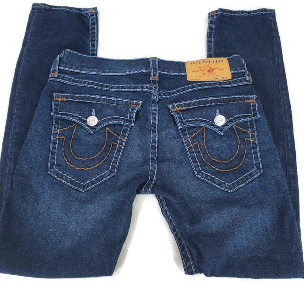 True Religion Mens Rocco Super T Relaxed Skinny W/Flap Pockets Jeans Size 33 - Picture 5 of 16